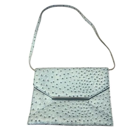 Merona light blue faux ostrich look crossbody envelope bag removable strap EUC - Picture 1 of 13